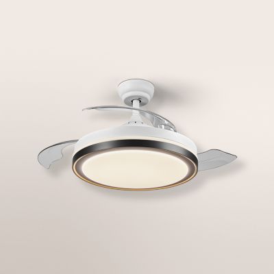 Ventilateur de plafond silencieux avec éclairage LED, blanc, pales retractable, Ø.49 cm Osram - Télécommande incluse