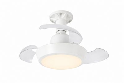 Ventilateur de plafond silencieux avec éclairage LED blanc, pales rétractables, Ø.42 cm Seynave Benito - Télécommande incluse
