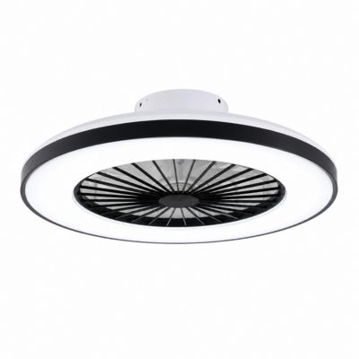 Ventilateur de plafond silencieux avec éclairage LED noir Ø.50 cm Seynave Luis - Télécommande incluse
