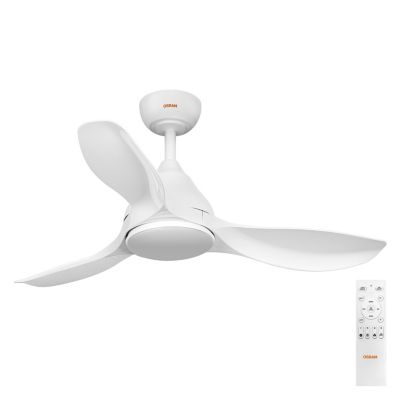 Ventilateur de plafond silencieux avec éclairage LED RVB, blanc Ø.106,5 cm Osram Bise - Télécommande incluse