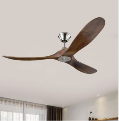 Ventilateur de Plafond Silencieux Reversible DC Chrome en Bois Sans Lumiere LED Telecommande 6 Vitesses Design Retro152.4cm EXQUIO