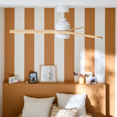 Ventilateur de plafond Szilard LED intégrée IP20 2200lm L.132xH.38,2cm bois et blanc GoodHome