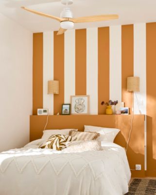 Ventilateur de plafond Szilard LED intégrée IP20 2200lm L.132xH.38,2cm bois et blanc GoodHome