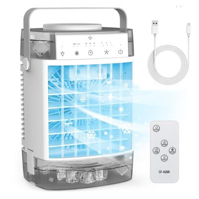 Ventilateur de refroidissement rechargeable avec télécommande, refroidisseur d'air, réservoir d'eau de 1000ml, 3 vitesses, 2 modes