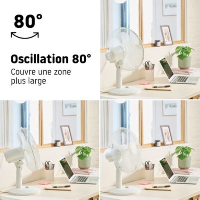 Ventilateur de table 28 cm blanc 3 vitesses