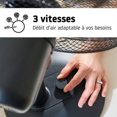 Ventilateur de table 28 cm noir 3 vitesses