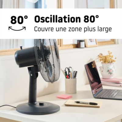 Ventilateur de table 28 cm noir 3 vitesses