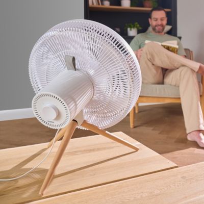 Ventilateur de table Bodner BDF50-40W - 3 vitesses - blanc pieds en bois
