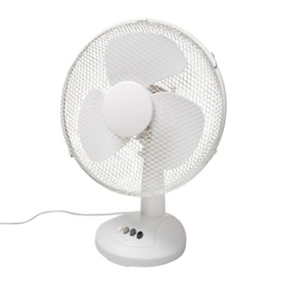 Ventilateur De Bureau Blanc - 2 Vitesses, Oscillant, 25W - Compact (35.5x27x17 Cm) - Parfait Pour Petits Espaces