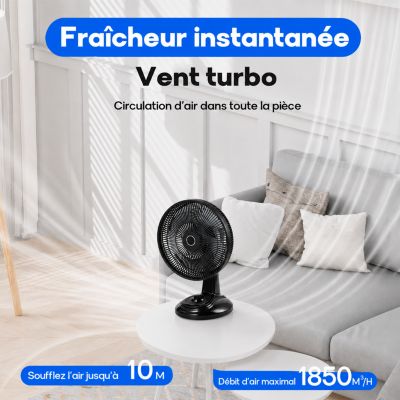Ventilateur de Table Solaire Silencieux - 3 Vitesses - Recharge USB et Solaire - Autonomie 10h - Compact Portable - Groupe DDC