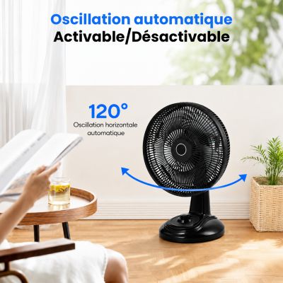 Ventilateur de Table Solaire Silencieux - 3 Vitesses - Recharge USB et Solaire - Autonomie 10h - Compact Portable - Groupe DDC