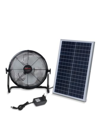 Ventilateur Solaire Sur Pied 125 Cm - 3 Vitesses, Oscillant - Recharge Solaire Ou Secteur - Autonomie 10h - Avec Télécommande