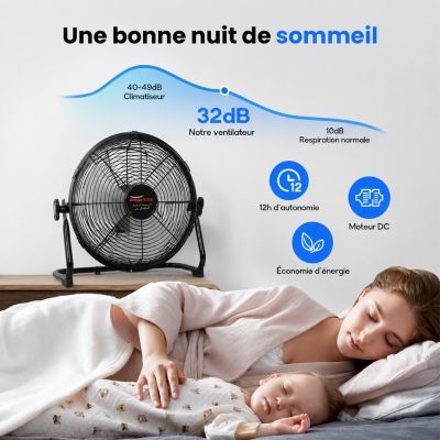Ventilateur de Table Solaire Silencieux - 3 Vitesses - Recharge USB et Solaire - Autonomie 12h - Compact Portable - Groupe DDC