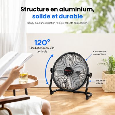 Ventilateur de Table Solaire Silencieux - 3 Vitesses - Recharge USB et Solaire - Autonomie 12h - Compact Portable - Groupe DDC