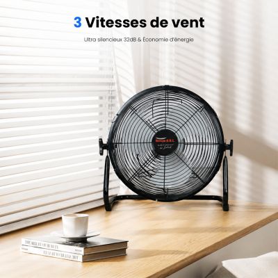 Ventilateur de Table Solaire Silencieux - 3 Vitesses - Recharge USB et Solaire - Autonomie 12h - Compact Portable - Groupe DDC