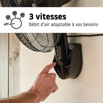 Ventilateur mural 40 cm noir 3 vitesses