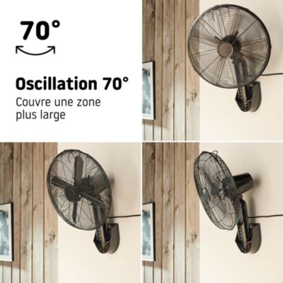 Ventilateur mural 40 cm noir 3 vitesses