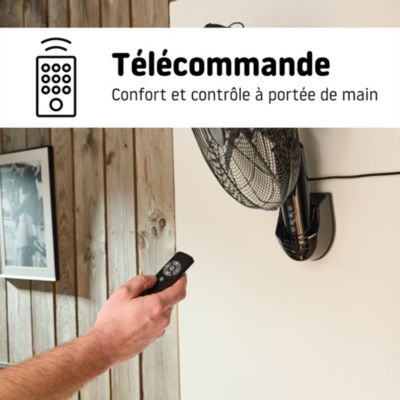 Ventilateur mural 40 cm noir 3 vitesses