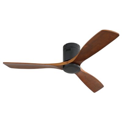 Ventilateur plafond 52" DC plat, 3 pales bois fin, moteur réversible, télécommande, sans lumière