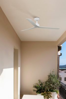 Ventilateur plafond acier blanc mat IP44 anticorrosion moteur DC telecommande