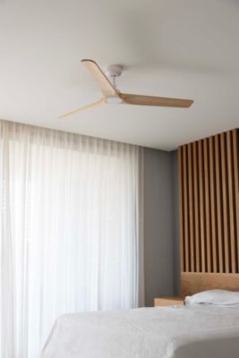 Ventilateur plafond acier blanc mat moteur DC 6 vitesses telecommande