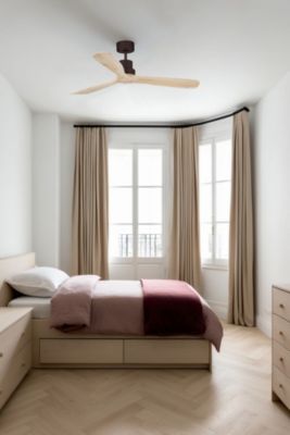 Ventilateur plafond acier marron pales pin moteur DC 6 vitesses telecommande