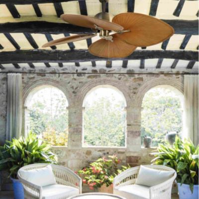 Ventilateur plafond acier ottone satinato pales ABS marron sans lumiere