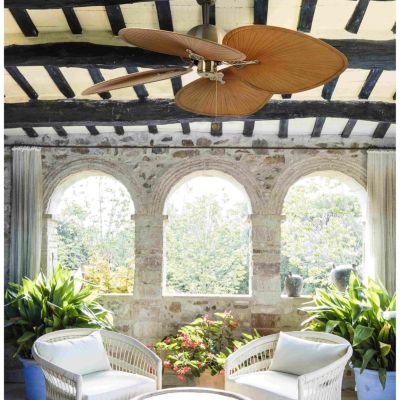 Ventilateur plafond acier ottone satinato pales ABS marron sans lumiere