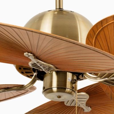 Ventilateur plafond acier ottone satinato pales ABS marron sans lumiere