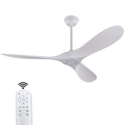 Ventilateur plafond blanc 152cm sans lumière, pales ABS CC réversible, télécommande minuterie salon terrasse