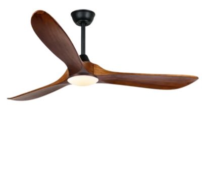 Ventilateur Plafond DC Réversible Noir en Bois avec Lumière, Télécommande - EXQUIO, 108 cm