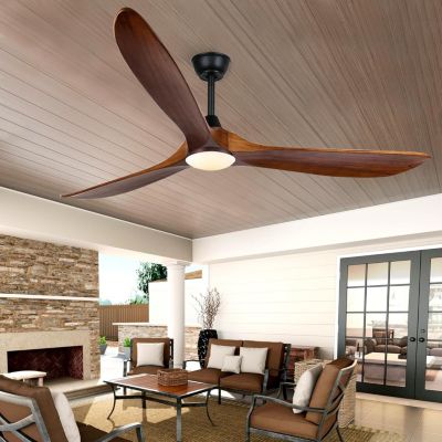 Ventilateur Plafond DC Réversible Noir en Bois avec Lumière, Télécommande - EXQUIO, 108 cm