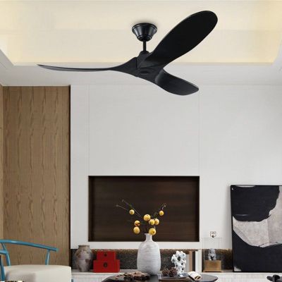 Ventilateur Plafond DC Reversible Silencieux Noir et Bois Sans Lumière, Telecommande 108 cm - EXQUIO