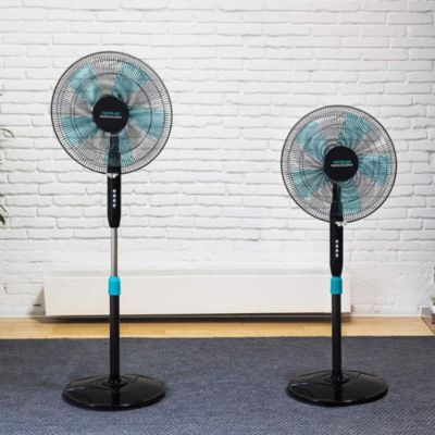 Ventilateur sur Pied Noir avec 5 Pales de 40cm de Diametre Oscillant et Hauteur Reglable