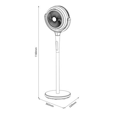 Ventilateur sur pied silencieux GoodHome Ø36,5 cm noir - 12 vitesses, télécommande et oscillation 3D