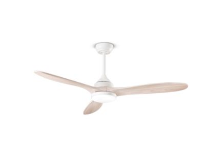 Ventilatore da Soffitto Serie 7171 in Metallo Bianco con Motore DC 26W, LED 18W Dimmerabile e Telecomando Incluso - Perenz