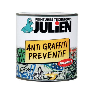 Vernis anti graffiti préventif pour murs portes, volets bruts ou peints Julien satin incolore 0,5L