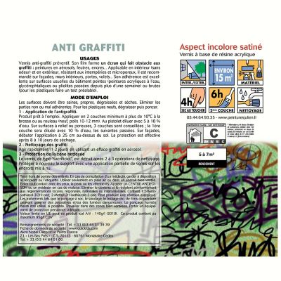 Vernis anti graffiti préventif pour murs portes, volets bruts ou peints Julien satin incolore 0,5L