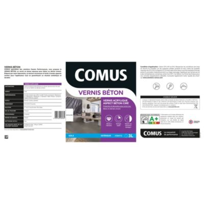 VERNIS BÉTON 10L - Vernis polyuréthane acrylique pour les sols et murs en béton ou dérivés ciment - COMUS