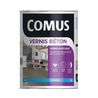 VERNIS BÉTON 3L - Vernis polyuréthane acrylique pour les sols et murs en béton ou dérivés ciment - COMUS
