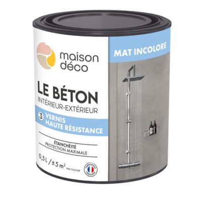 Vernis béton haute résistance intérieur, extérieur incolore mat Maison déco 0.5 L