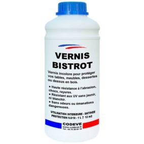 Vernis Bistrot -  1 L   - Codeve Bois - Pour Protéger Votre Meuble, Table, Plateau, Tablette Ou Dessus En Bois.