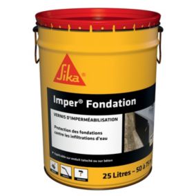 Vernis bitumineux imperméabilisant pour fondations Imper Fondation noir 25L Sika