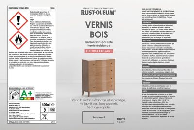 Vernis bois en bombe aérosol Rust-Oleum transparent brillant 400ml