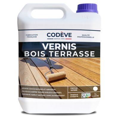 Vernis Bois Terrasse - 5 L   - Codeve Bois - Pour La Protection De Votre Terrasse, Bord De Piscine Ou Caillebotis.