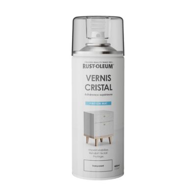 Vernis cristal en bombe aérosol Rust-Oleum transparent mat 400ml