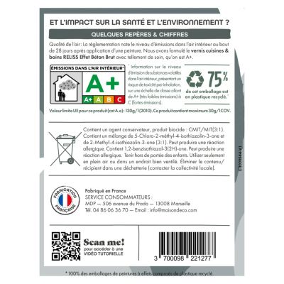 Vernis effet béton brut Maison Déco Reliss incolore 1L
