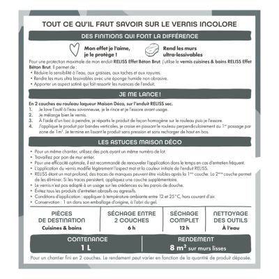 Vernis effet béton brut Reliss Maison Déco incolore 1L