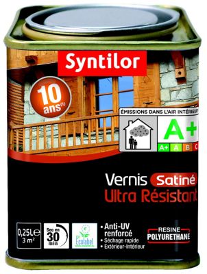 Vernis extérieure et intérieure bois Syntilor 100% invisible incolore mat  0,25L