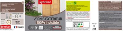Vernis extérieure et intérieure bois Syntilor 100% invisible incolore mat 0,75L